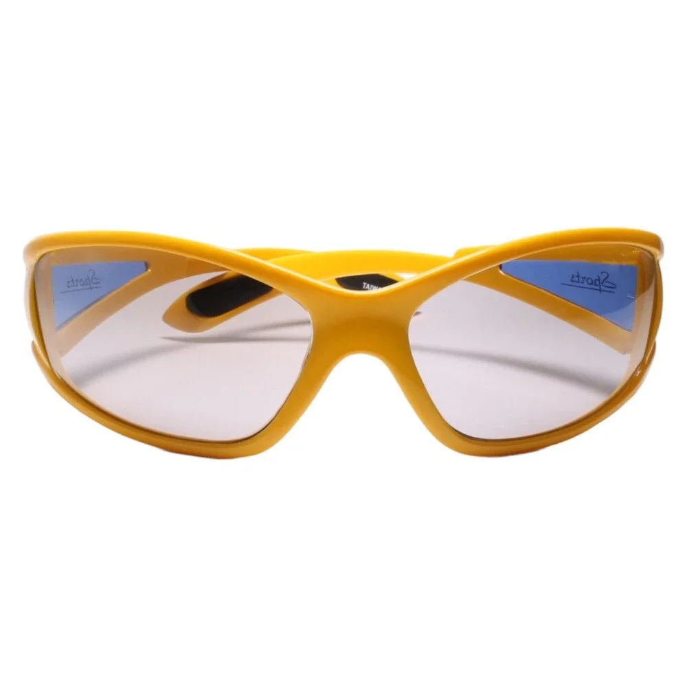 Classic Wrap Around Vintage Sporty Design Yellow Sunglasses